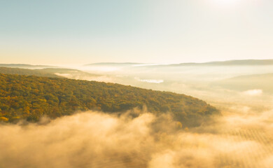 Magical autumn scenery in the Republic of Moldova, with golden forests and peaceful Eastern...