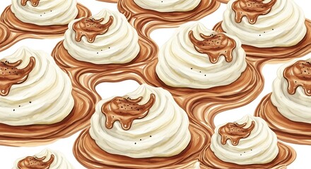 Delicate Meringue Desserts with Chocolate Drizzle - Sweet Indulgence.
