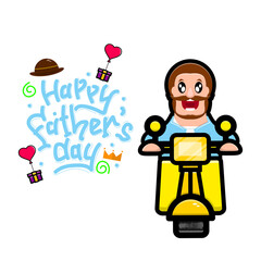 Man expressing joy on scooter adorned with gifts, perfect for fathers day celebrationsthemed marketing campaigns, greeting cards, and social media posts.