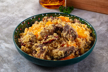Traditional couscous with lamb and vegetables
