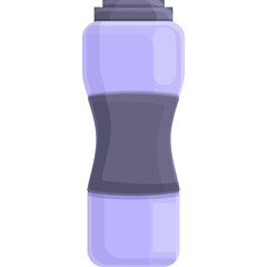 A simple cartoon illustration of a light purple water bottle with a dark gray grip and a white background perfect for graphic design and digital use