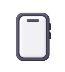 Black smartphone with white screen. Technology, communication, mobile app and digital device concept. 3d vector icon. Cartoon minimal style.