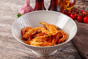 Delicous roasted tiger prawn snack