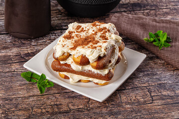 Delicous Tiramisu cake with cream