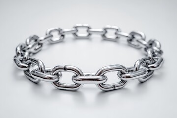 Fototapeta premium Metallic chain forming a perfect circle symbolizing unity, strength, and connection.