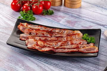 Fried pork bacon for breakfast