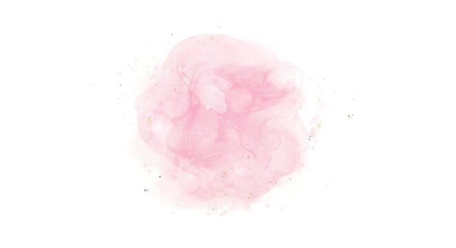 Soft pink watercolor brush stroke with subtle texture and light peach undertones on a white background
