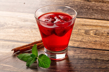 Sweet juicy cold strawberry lemonade