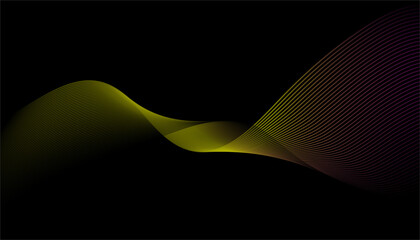 Modern abstract wave design in yellow and purple hues creates a dynamic and eye-catching visual effect for technology, music, or creative projects.