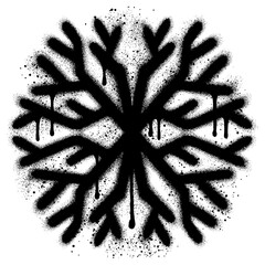 Snowflakes icon graffiti with black spray paint. vector illustration.