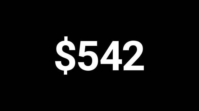 Animatiom Dollar Counting from 0$ to 1,000$ 4k 