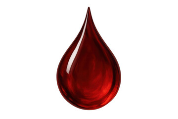 Fototapeta premium Blood drop representing health, medicine, donation, and human life, glossy liquid on transparent background
