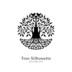 Beautiful abstract tree life decoration element.. Vector illustration of tree with branch and leaves. 