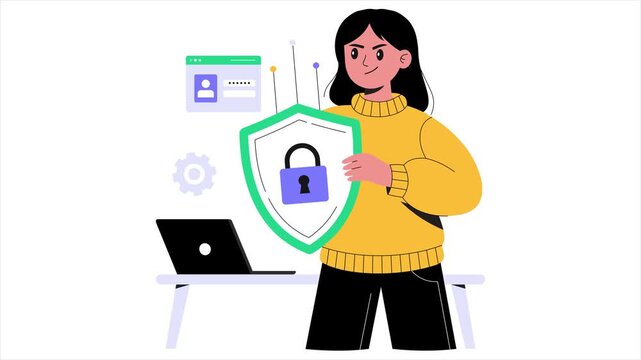 Shield protecting data network symbolizing online security and safety Animation MP4 File 