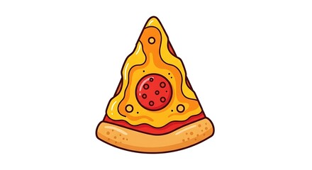 Enjoy a slice of delicious, cheesy cartoon pizza with pepperoni - perfect for food lovers, culinary adventures, and tasty designs!