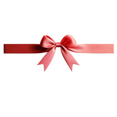 A red or gold satin bow tied around a horizontal ribbon on transparant background,silk or satin.