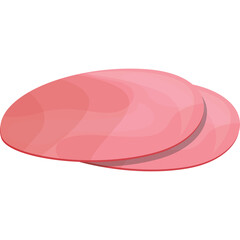Two Slices of Pink Ham Meat Stacked Together Isolated on Transparent Background