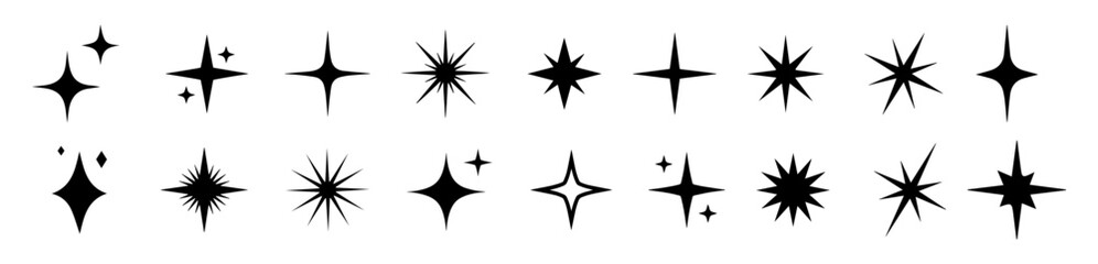 Sparkle vector icons set, Shine symbol illustration, Star sparkles collection