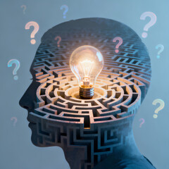 생각하는 사람의 딜레마(The Thinker's Dilemma),질문(Question), 고민(Dilemma), 결정(Decision), 비즈니스맨(Businessman), 아이디어(Idea), 불확실성(Uncertainty), 문제 해결(Problem Solving), 생각(Thinking), 선택(Choice), 전략(Strategy), FAQ