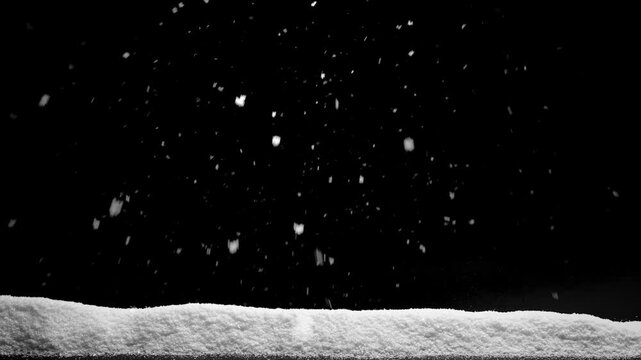 slow falling snow on the black backgrounds
