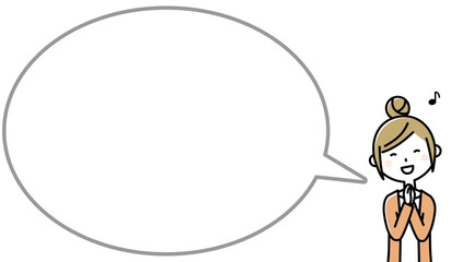 喜ぶ若い女性　ふきだし