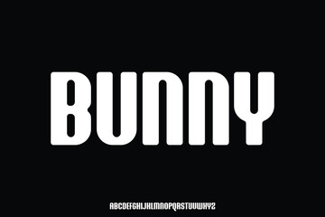 Cute bold rounded sans serif alphabet display font vector illustration