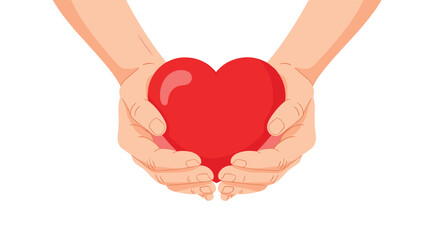 Fototapeta premium Hands holding a red heart symbol of love and care.