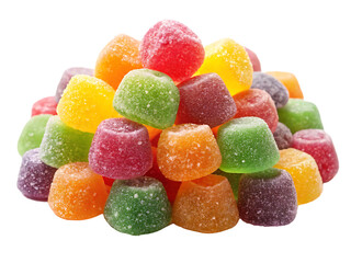colorful jelly candies isolated on white background  ,PNG. AI Generated
