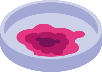 Petri dish containing red substance, used for conducting scientific experiments and analysis in laboratory