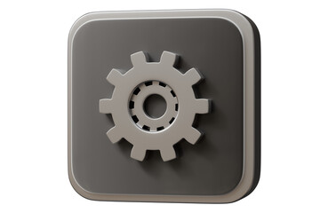 3d settings gear app icon. settings configuration concept. Minimal cartoon gear cog wheel setup for app ui banner. isolated on white background. 3d render.