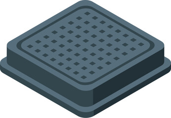 Naklejka na ściany i meble Isometric view of a square manhole cover closing a sewer entrance Naklejka na ściany i meble Isometric view of a square manhole cover closing a sewer entrance