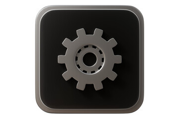 3d settings gear app icon. settings configuration concept. Minimal cartoon gear cog wheel setup for app ui banner. isolated on white background. 3d render.