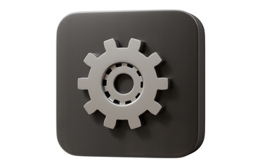 3d settings gear app icon. settings configuration concept. Minimal cartoon gear cog wheel setup for app ui banner. isolated on white background. 3d render.