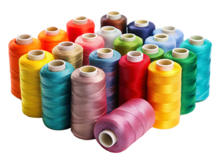  colorful spools of thread isolated on white background  ,PNG. AI Generated