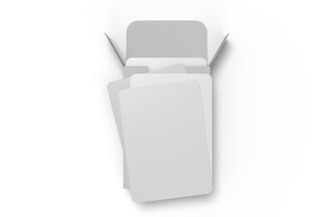 3D Playing cards with box mockup. Blank trading card, cards of poker hand, bet, casino, gambling, board games, game cards, player or greeting card, invitation, credit card and business card isolated