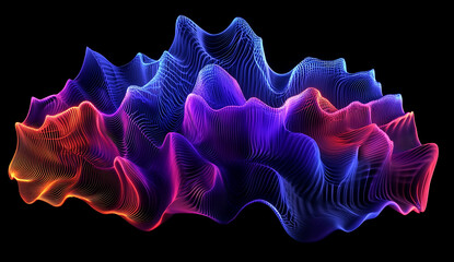 Vibrant, abstract wave pattern with glowing lines for modern technology visualization