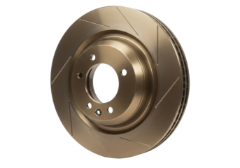 Bronze brake rotor isolated on white, car part for braking system and automotive maintenance