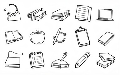 School vector set. Hand drawn studying collection. Doodle back to school sketch illustrations. High quality