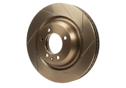 Bronze brake rotor isolated on white, car part for braking system and automotive maintenance