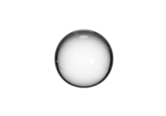 Clear glass sphere isolated on transparent background, crystal ball for fortune telling and decorative purposes