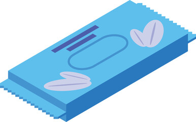 Isometric wet wipes pack isolated on white background, representing personal care products for hygiene