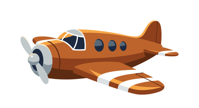 Cartoon Airplane Flying High in the Sky: Vintage Aircraft Adventure and Exploration. Retro Design for Children's Education, Aviation Enthusiasts, Travel Advertising, and Nostalgic Design Projects. Mod