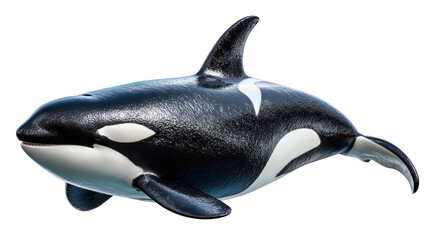 Orca Portrait: A sleek orca glides effortlessly through the tranquil water, its distinct black and white markings creating a striking visual.