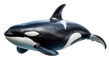 Orca Portrait: A sleek orca glides effortlessly through the tranquil water, its distinct black and white markings creating a striking visual.