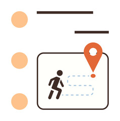 Person following a dashed path leading to a location pin. Highlights movement, progression, positioning, and exploration. Ideal for navigation, guidance, wayfinding, travel planning goal setting