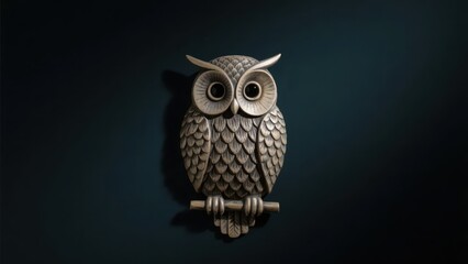 A wooden hollowed-out owl decorative ornament, with exquisite shape and rich details, fully shows the craft beauty against the dark background.
