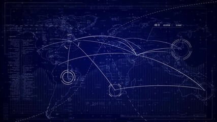 Global Network Data Map Digital World Connection and Cyber Technology Background Video Footage - Powered by Adobe
