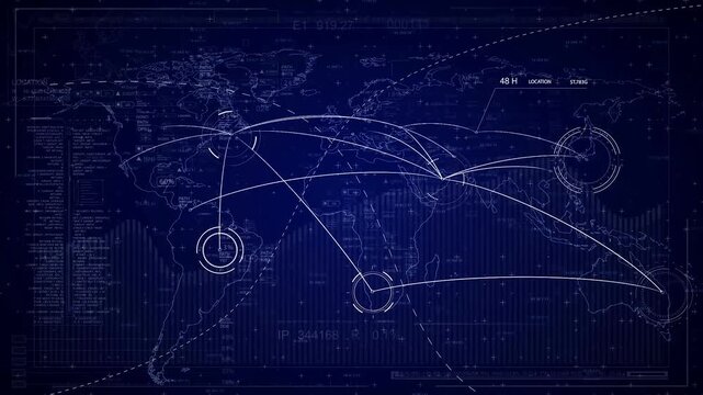 Global Network Data Map Digital World Connection and Cyber Technology Background Video Footage
