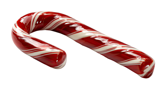 Candy Cane's Festive Charm: A classic candy cane with its signature red and white stripes stands out, symbolizing holiday cheer and sweet indulgence.