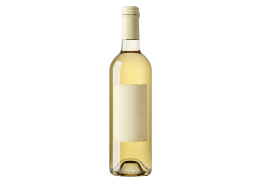 Elegant bottle of white wine isolated, alcoholic beverage in glass bottle for celebrations and special occasions PNG - Powered by Adobe